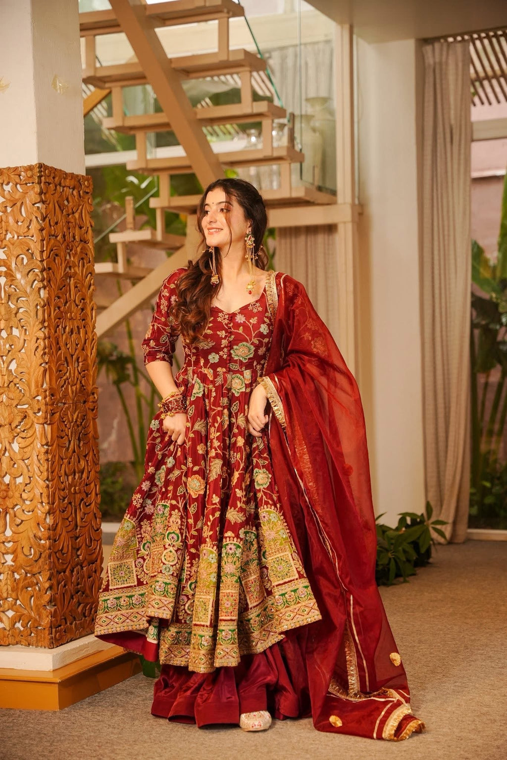Heavy Embroidered Anarkali Suit Set