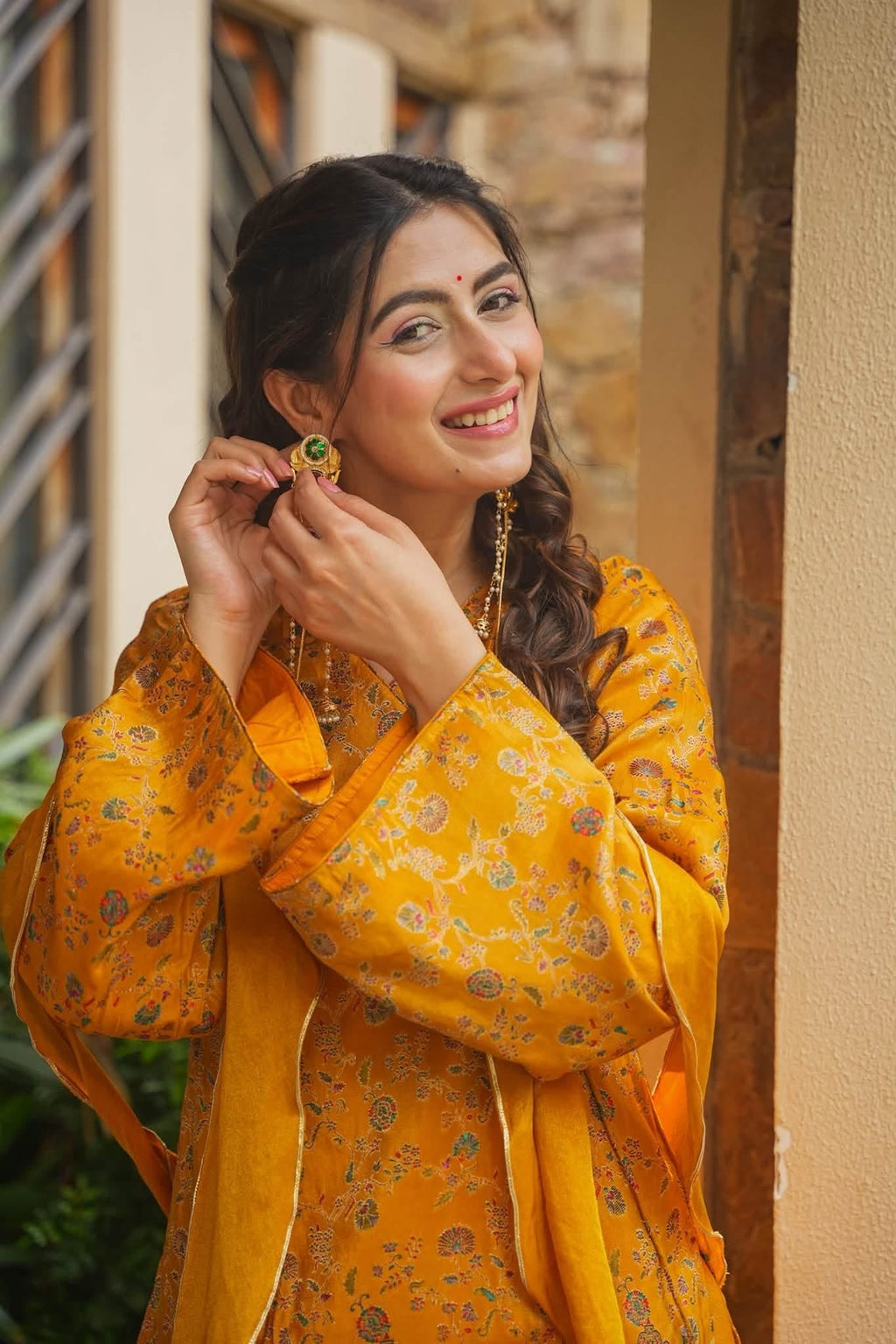 Mustard Ethnic Glam Co-ord Set