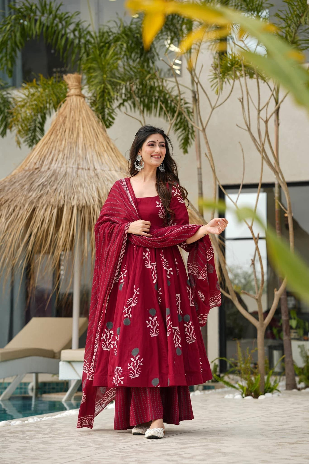 Beautiful Cotton Printed Anarkali Gown Set