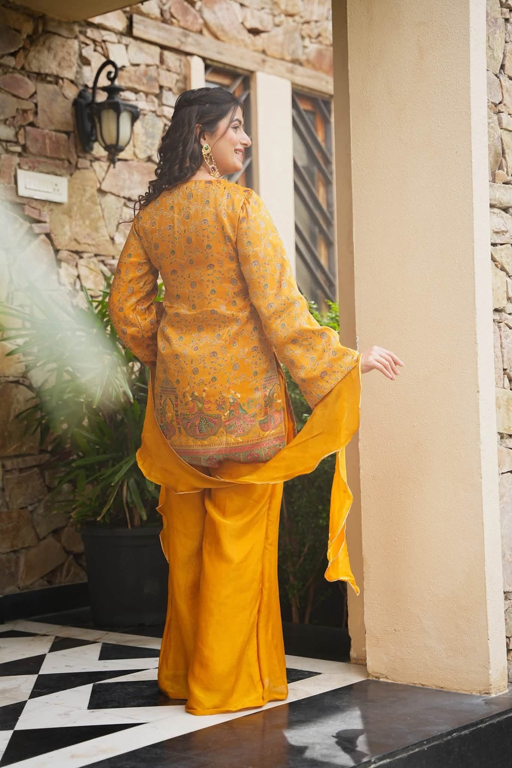 Mustard Ethnic Glam Co-ord Set