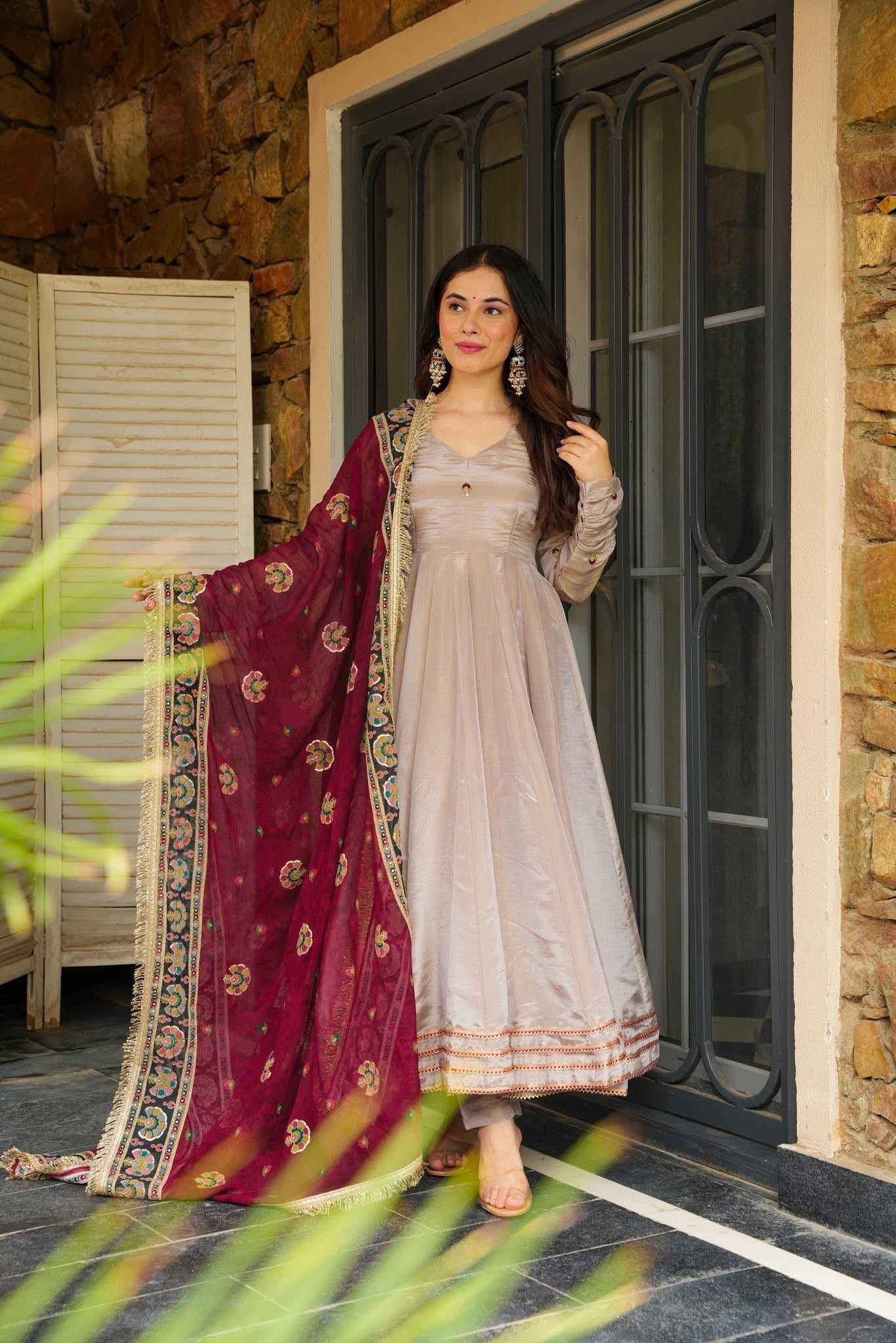 Beautiful Cosmos Silk Anarkali Suit Set