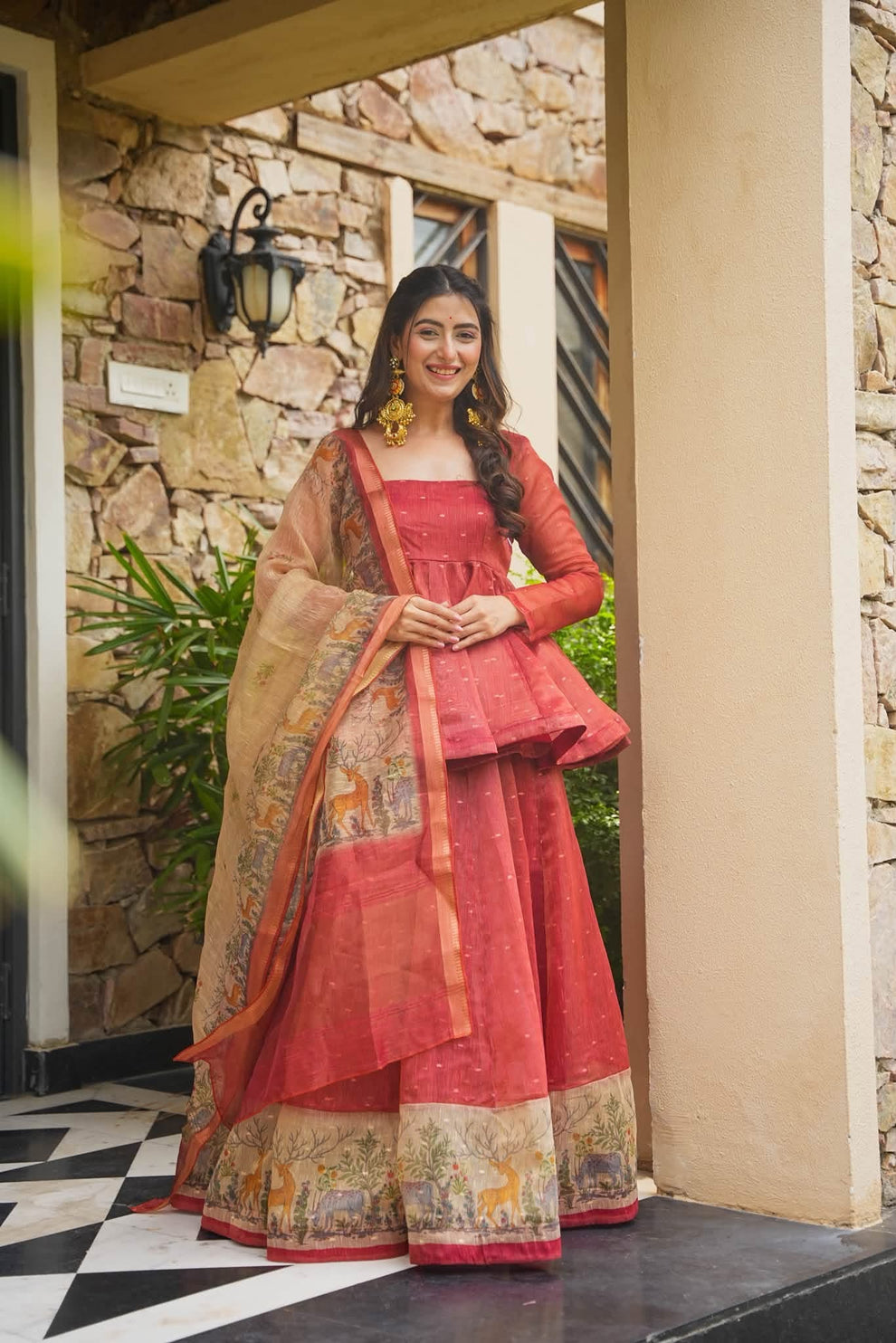 Beautiful Newly Launched Kota Doria Top Sharara Set