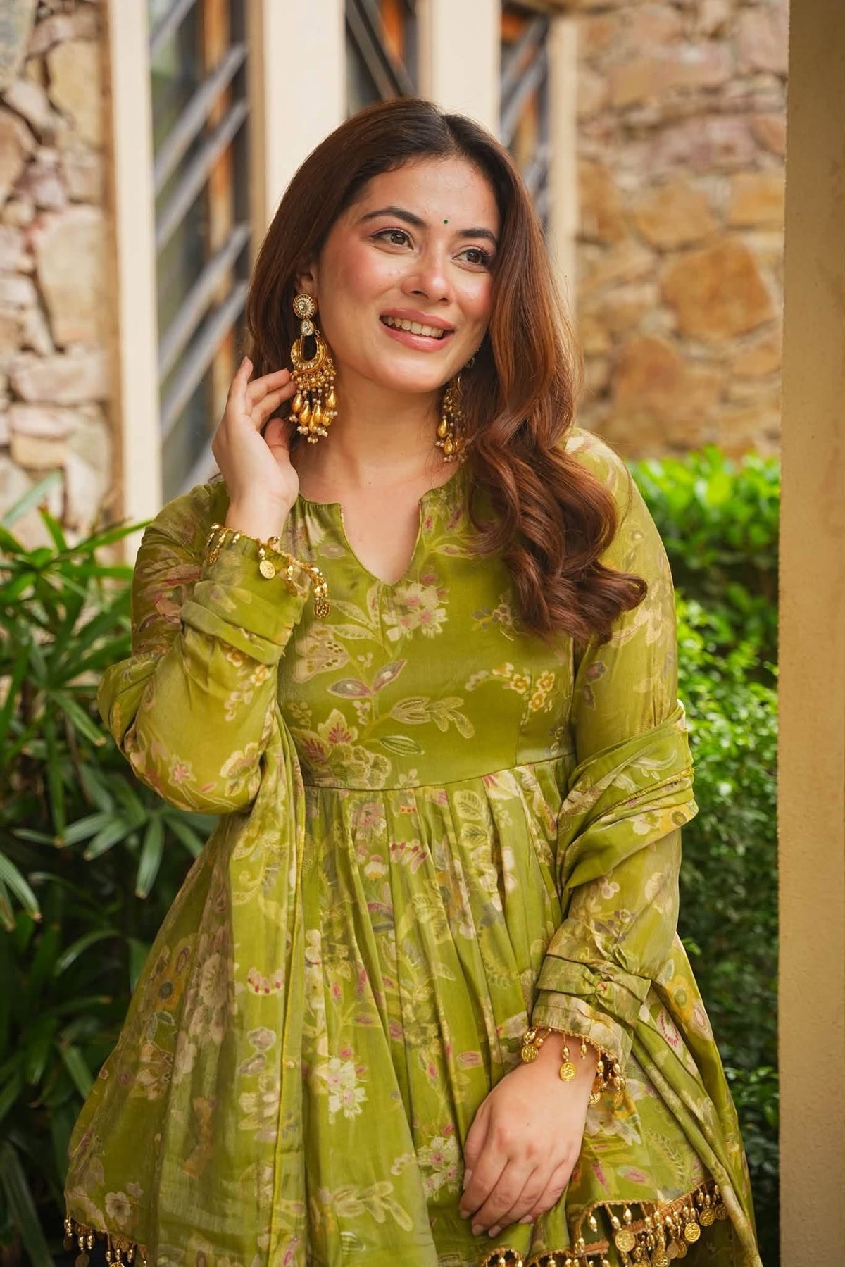Floral Cosmos Organza Top Sharara Set
