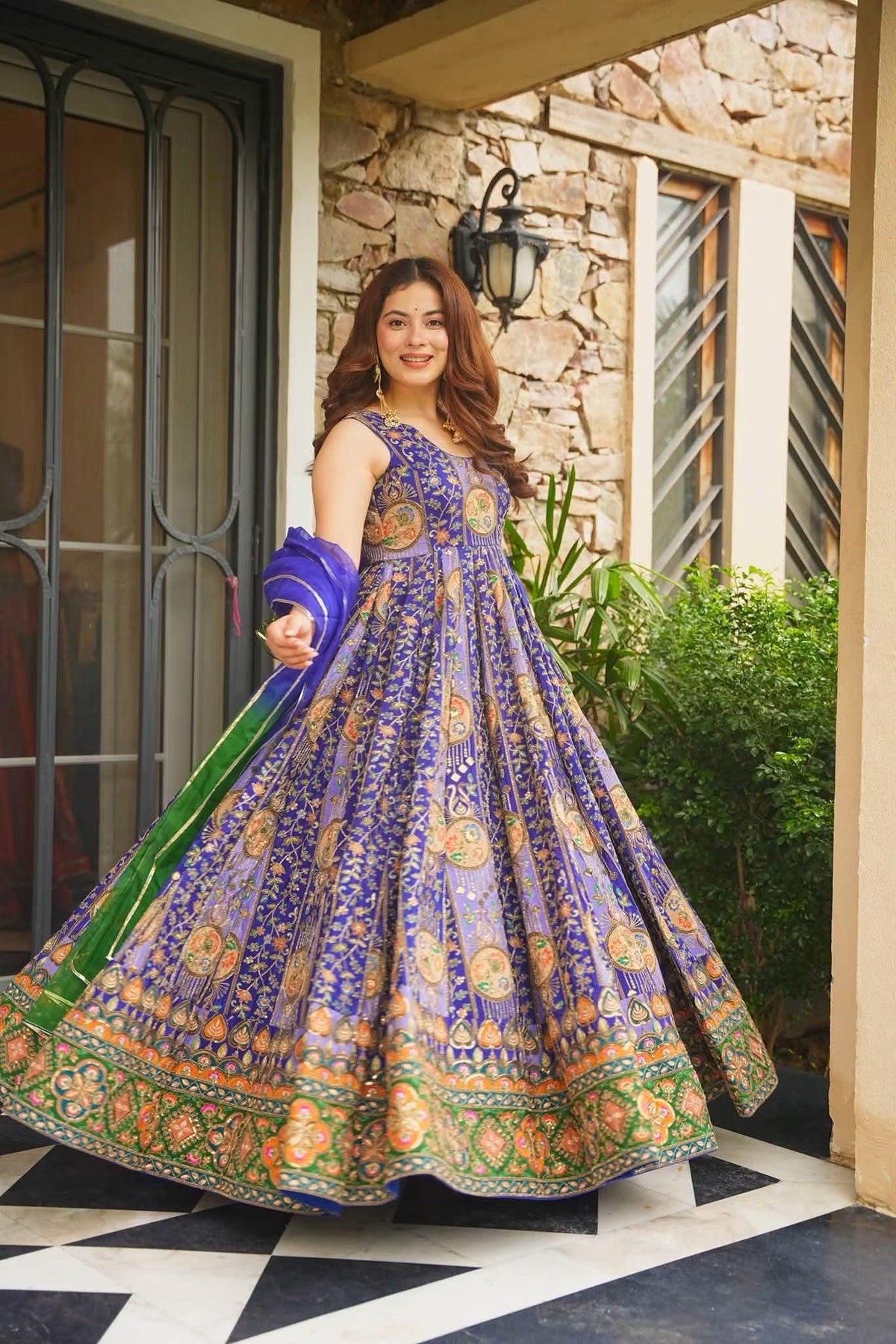 Beautiful Purple Heavy Embroidery Anarkali Suit Set