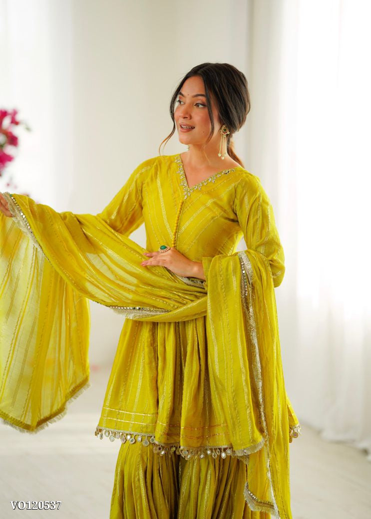 Beautiful Mal Chanderi Sharara Suit Set