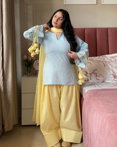Beautiful ButterYellow Farshi Salwar Suit