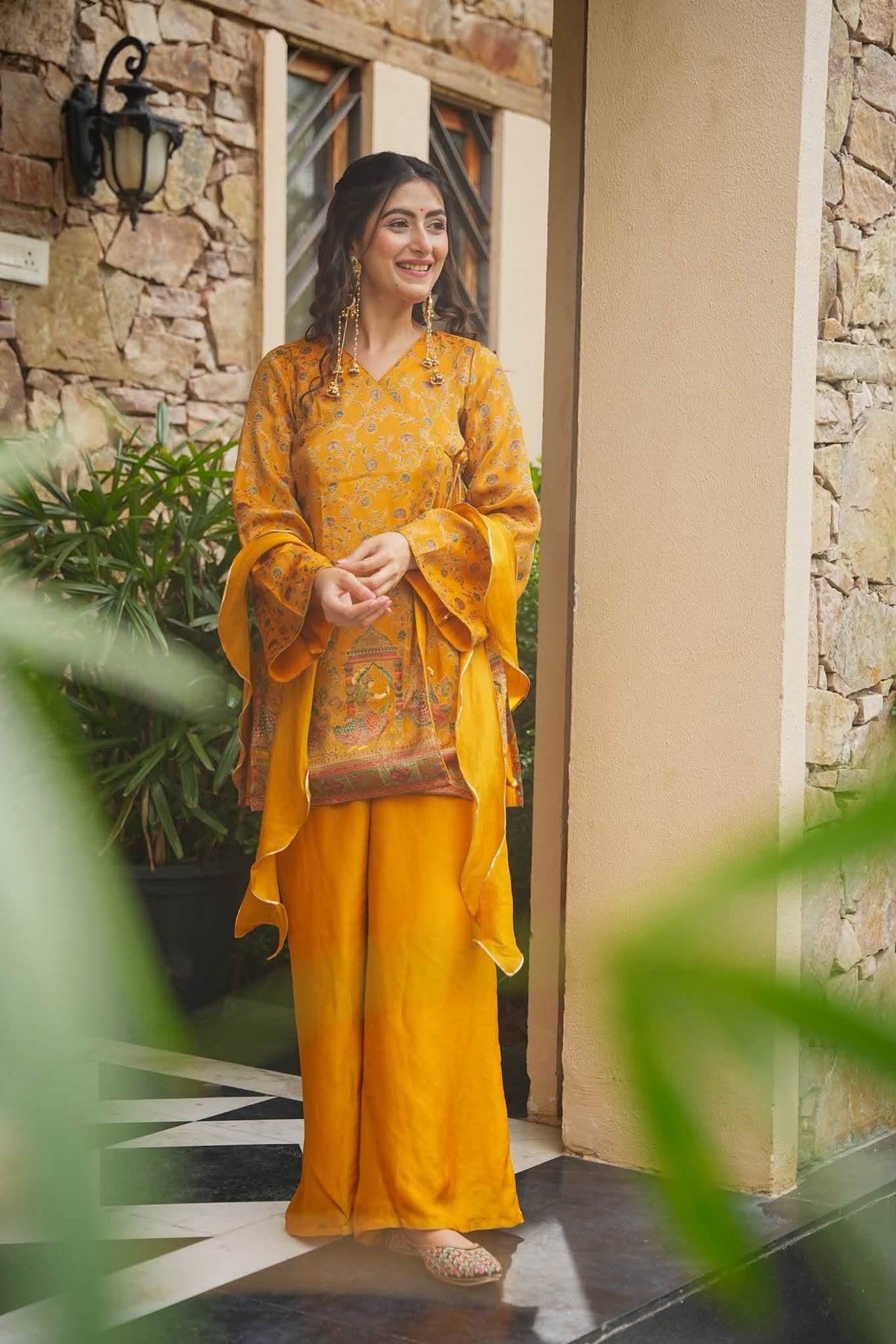 Mustard Ethnic Glam Co-ord Set