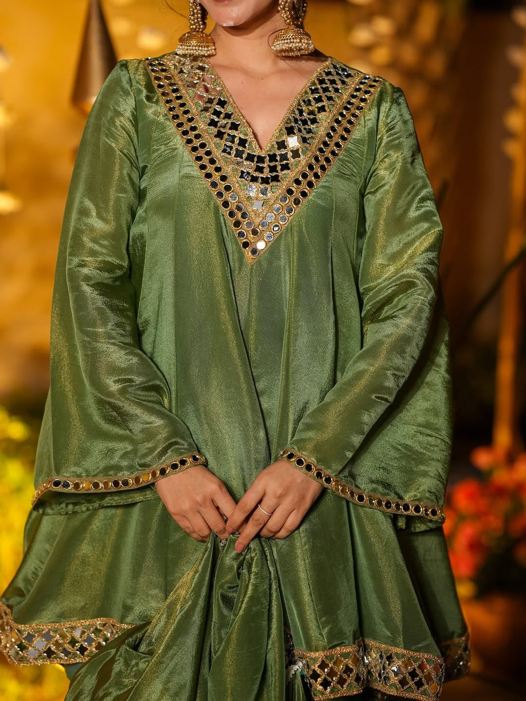 Beautiful Real Mirror Zari Work Sharara Suit Set