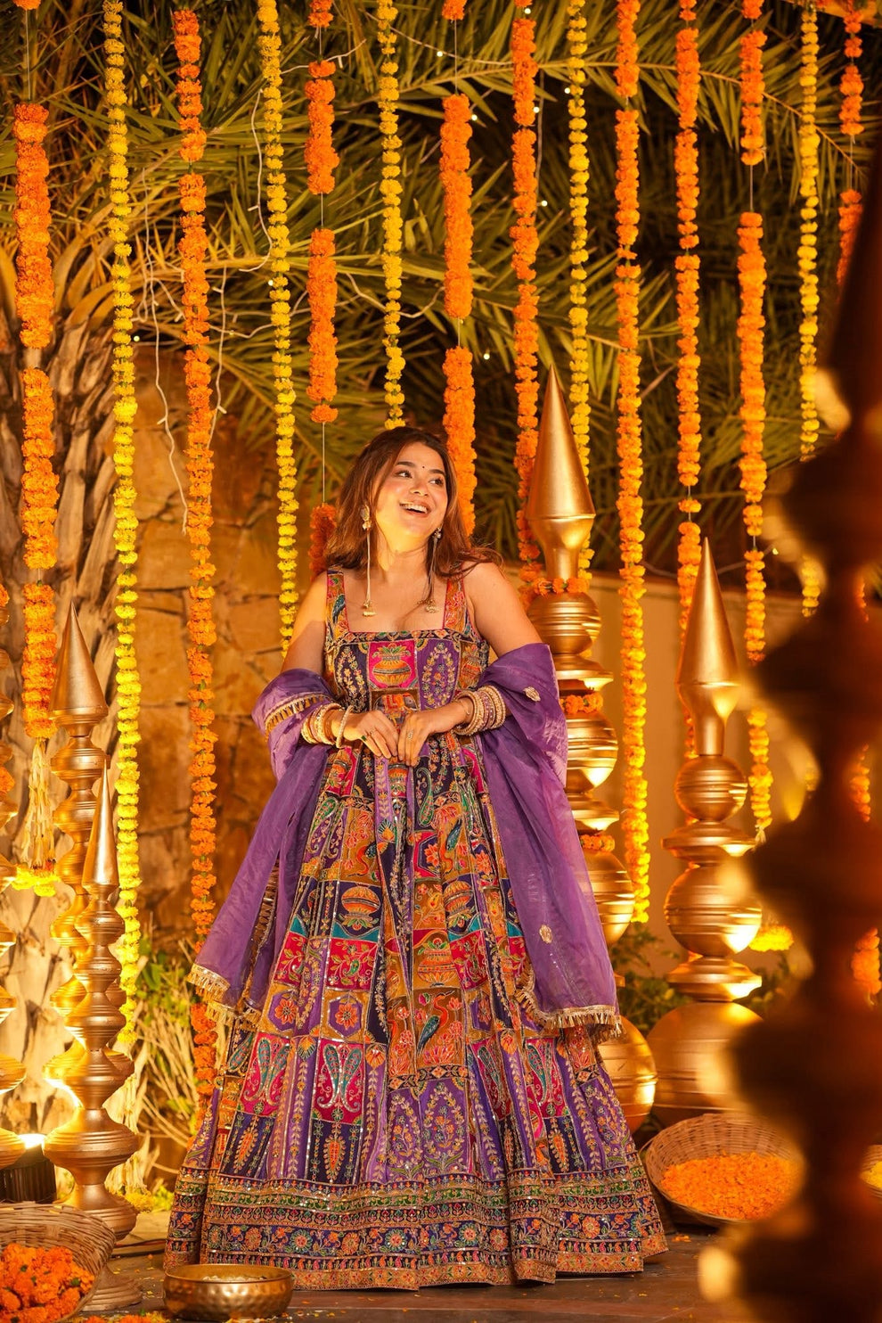Beautiful Purple Heavy Embroidered Anarkali Suit Set
