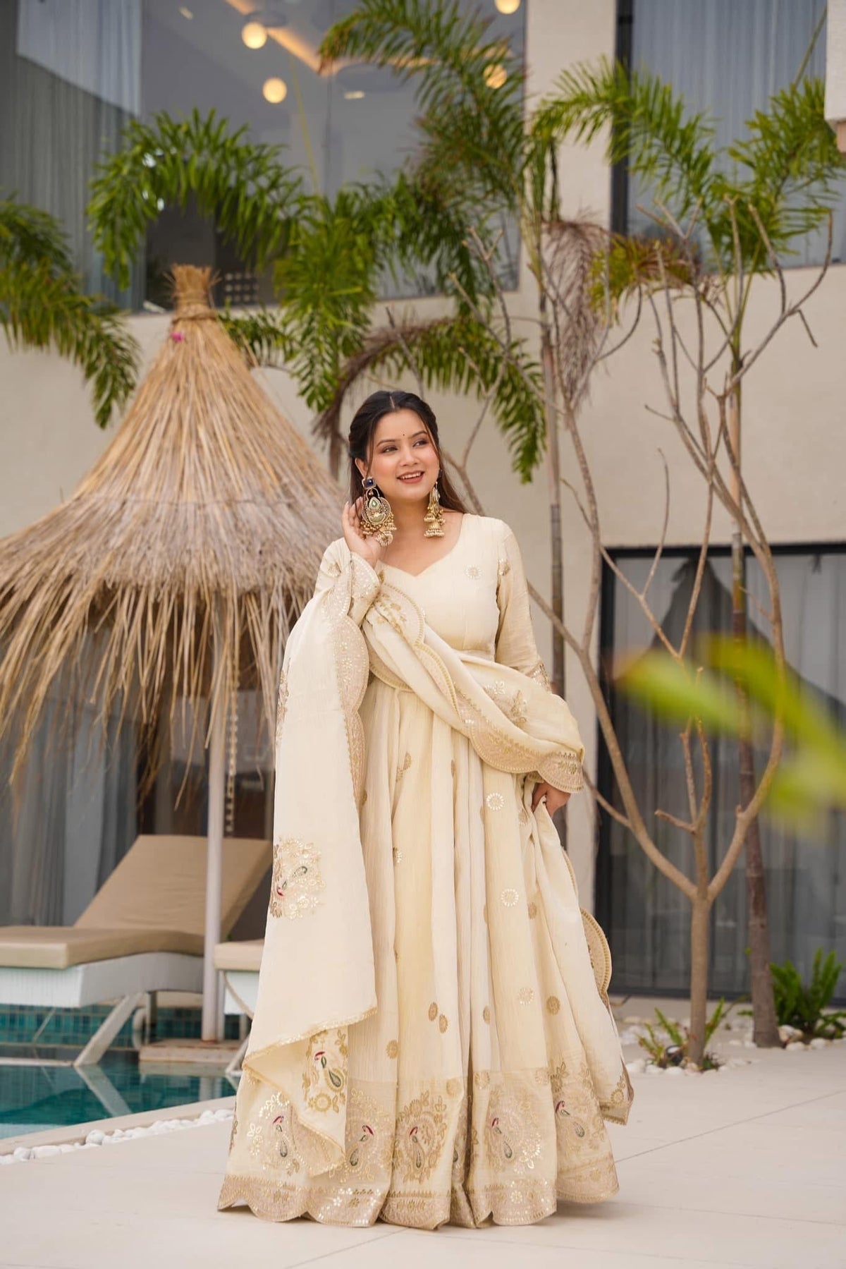 Traditional Crush Cosmos Silk Anarkali Gown Set