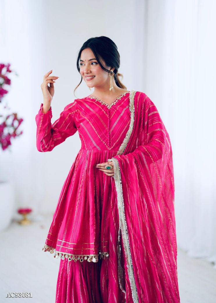 Beautiful Mal Chanderi Sharara Suit Set
