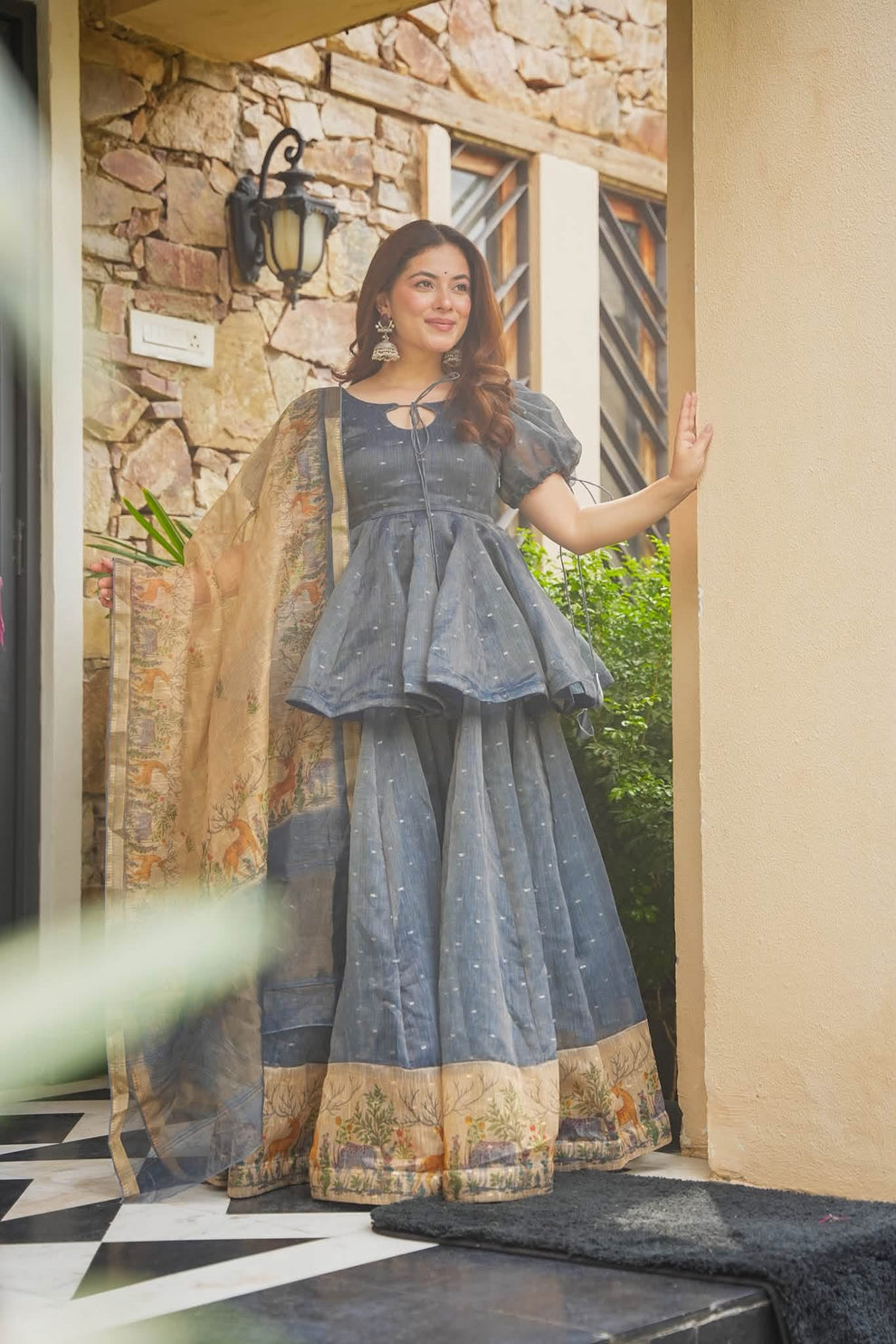 Beautiful Newly Launched Kota Doria Top Sharara Set