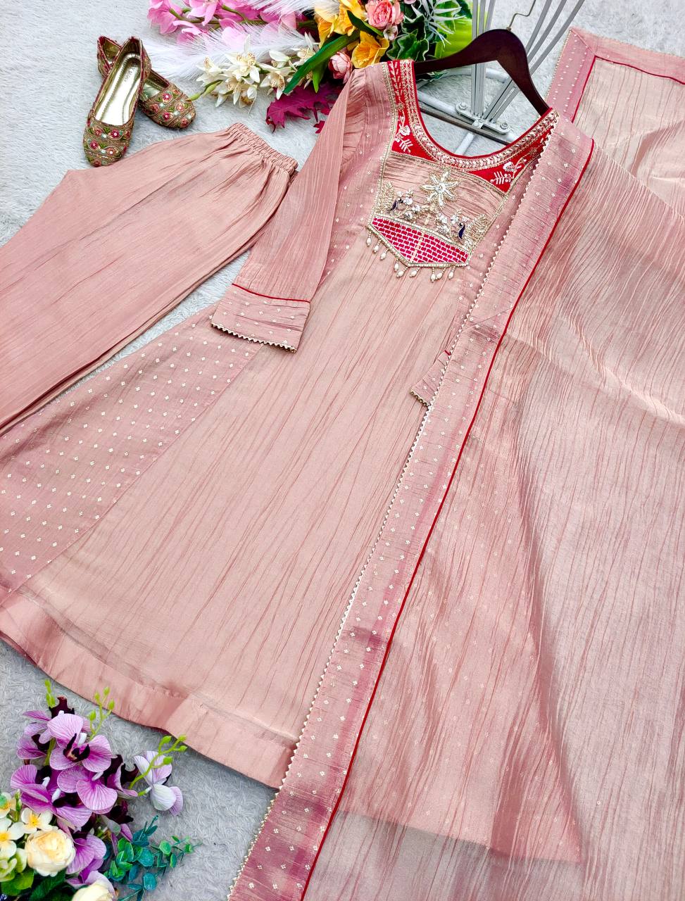 Trending A-Line Cut Salsa Silk Kurta Set