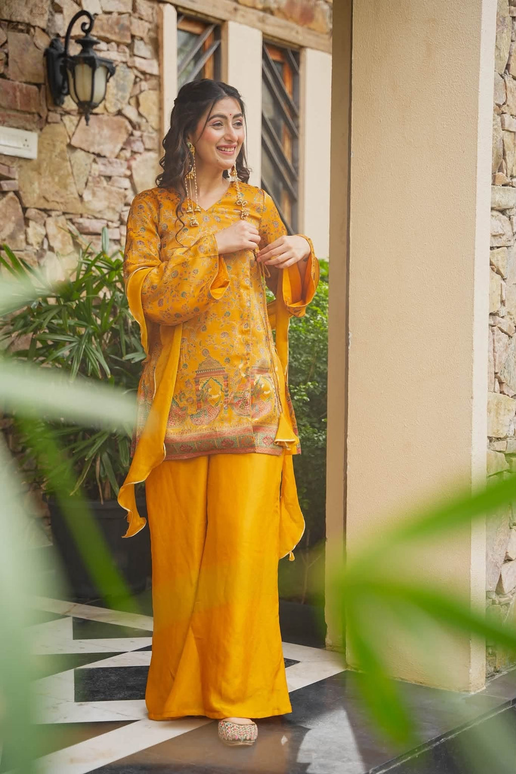 Mustard Ethnic Glam Co-ord Set