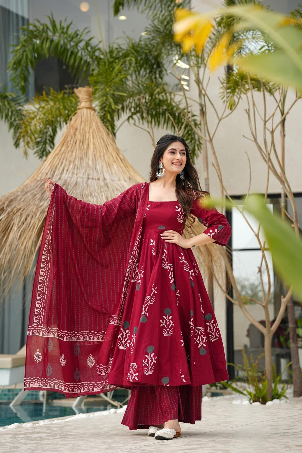 Beautiful Cotton Printed Anarkali Gown Set