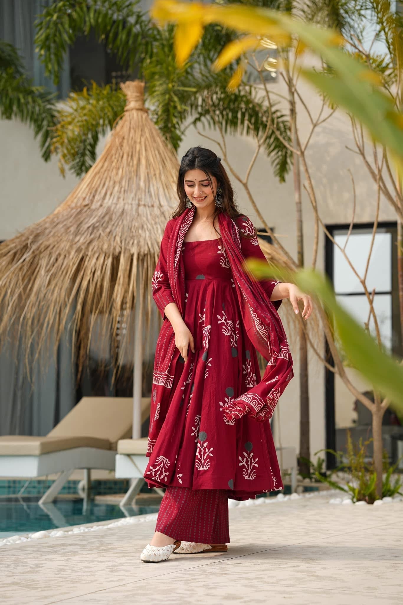 Beautiful Cotton Printed Anarkali Gown Set