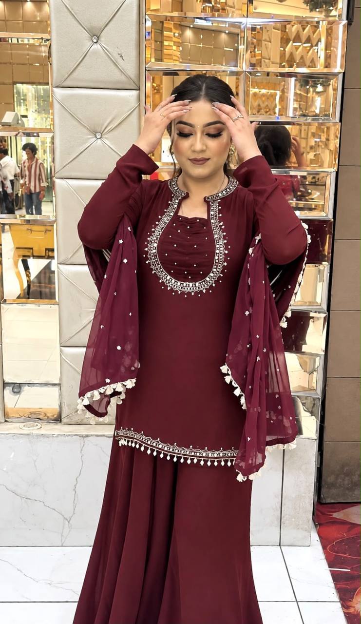 Premium Faux Georgette Kurta Plazzo Set