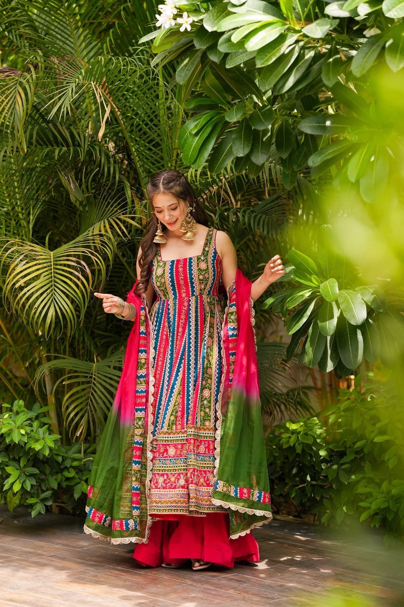 Traditional Heavy Embroidered Work Anarkali Suit Set
