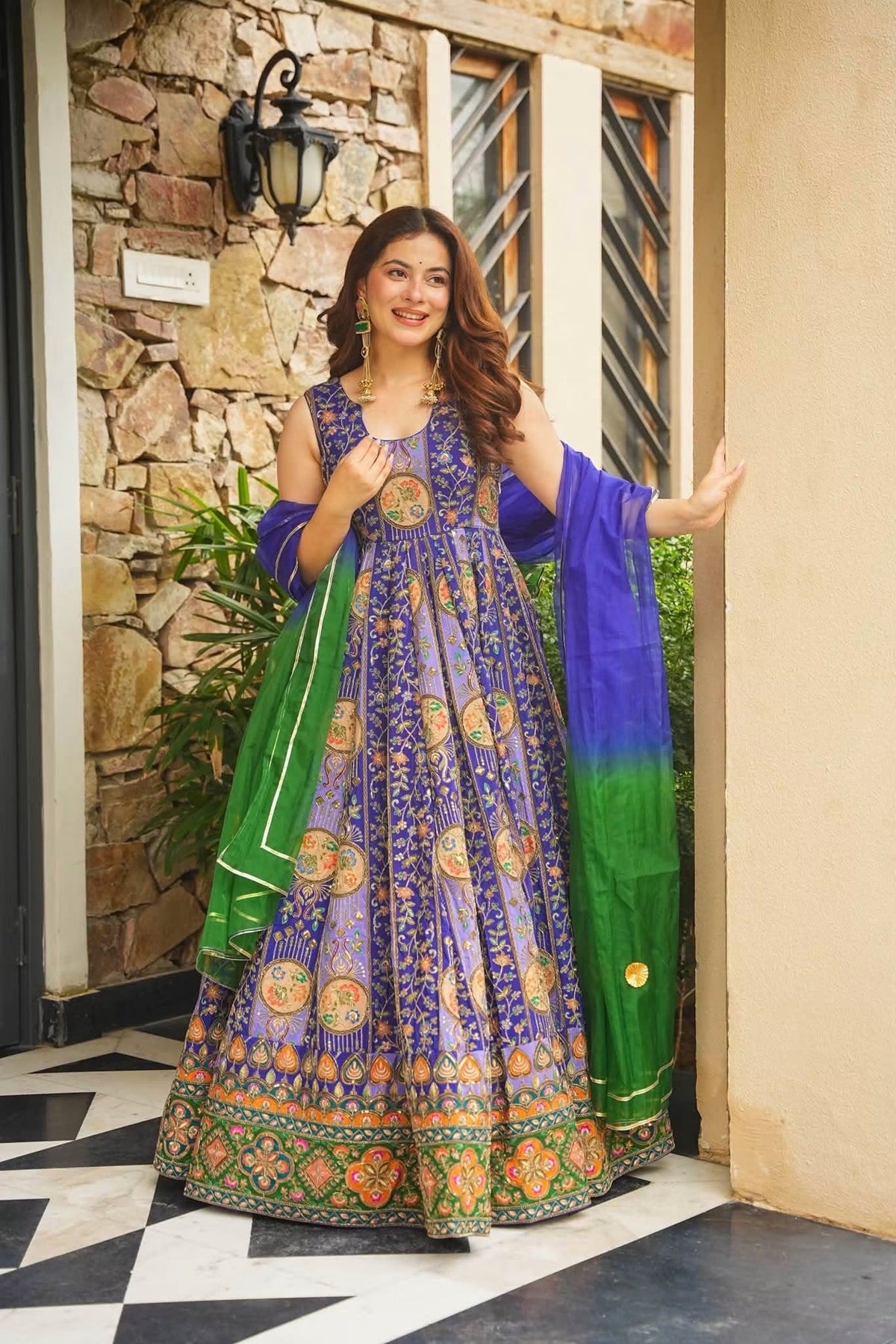 Beautiful Purple Heavy Embroidery Anarkali Suit Set