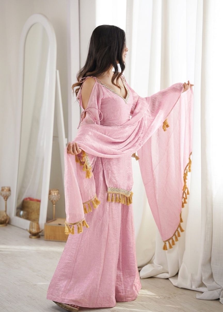 Beautiful Crushed Silk Kurta Plazzo Set