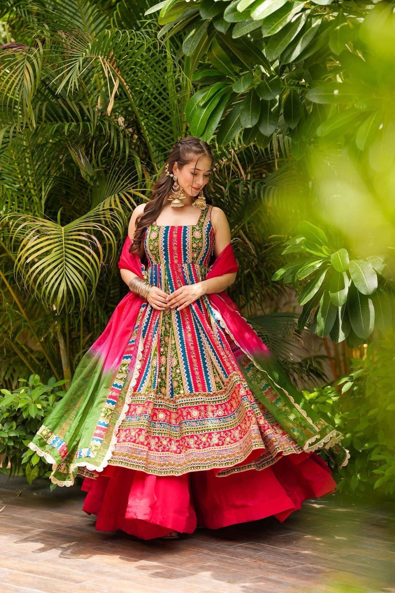 Traditional Heavy Embroidered Work Anarkali Suit Set
