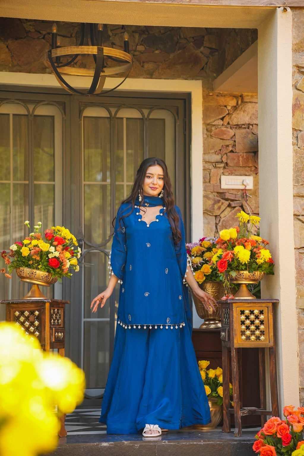 Beautiful Crepe Silk Kurta Plazzo Set