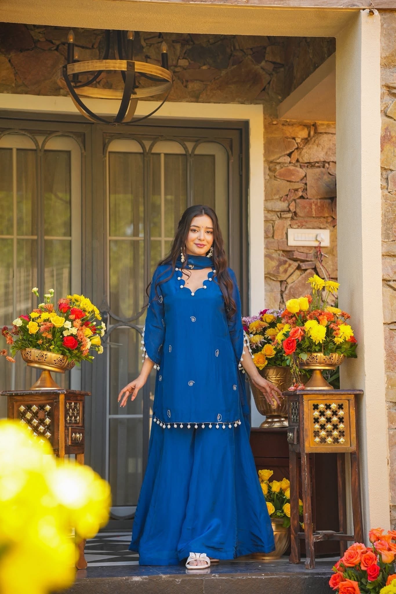 Beautiful Crepe Silk Kurta Plazzo Set