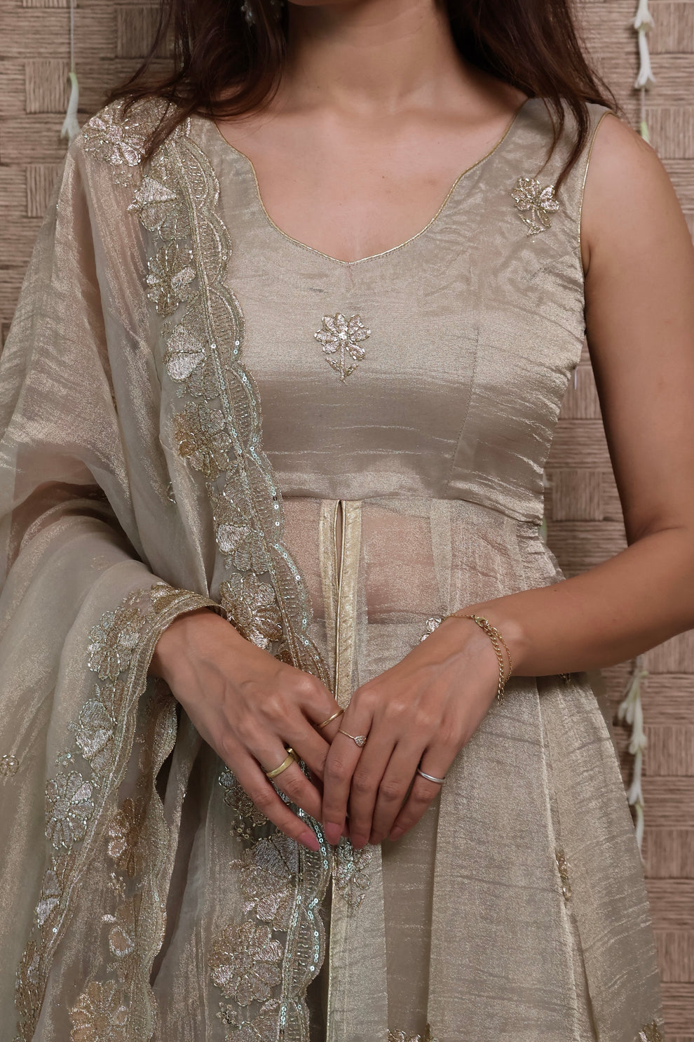 Rangrez Tissue Embroidered Anarkali Set
