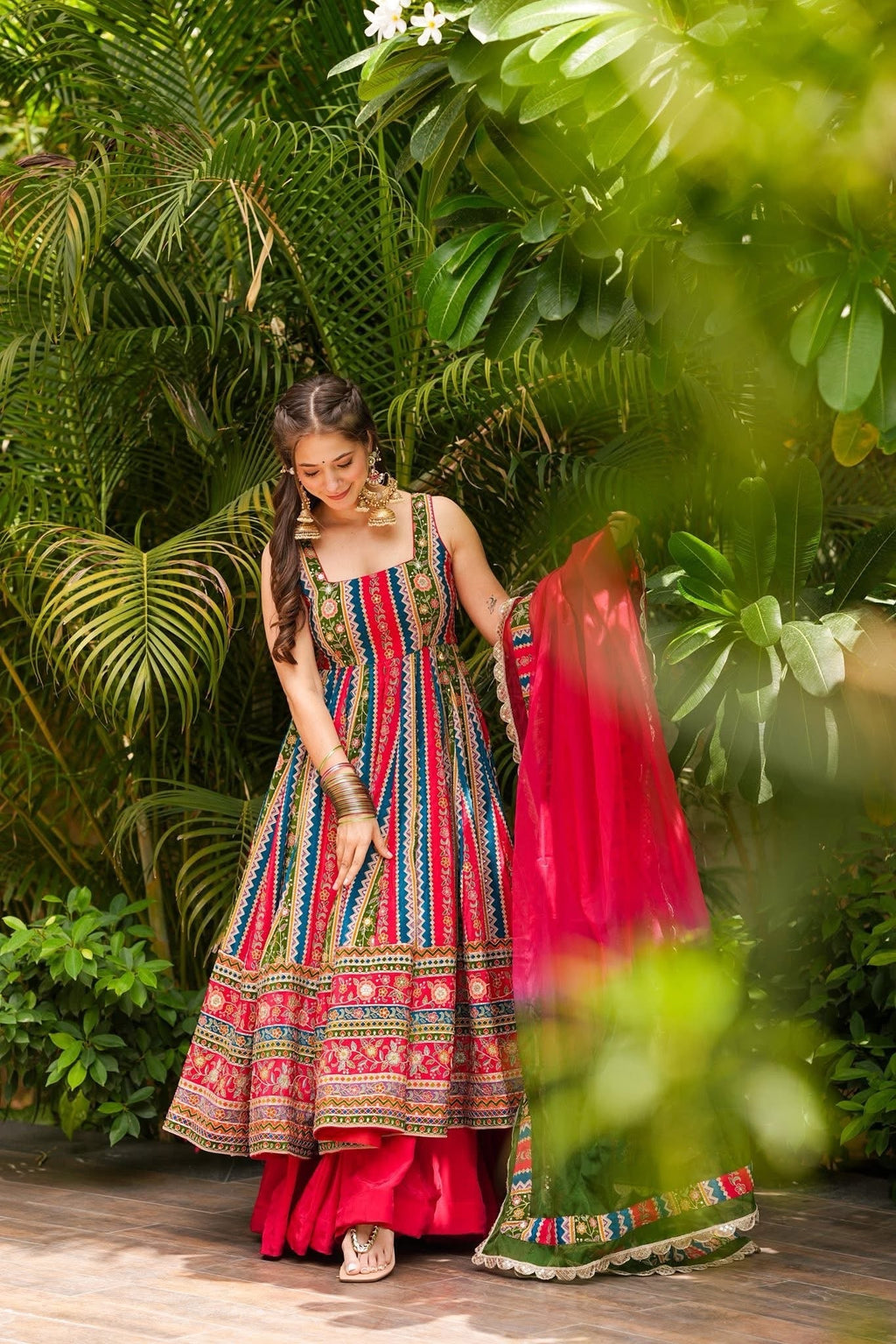 Traditional Heavy Embroidered Work Anarkali Suit Set