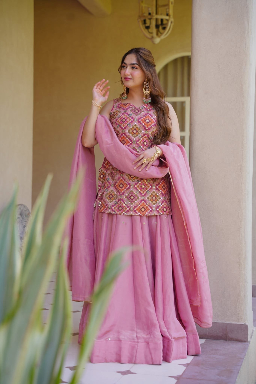 Beautiful Grace Pink Kurta Skirt Set