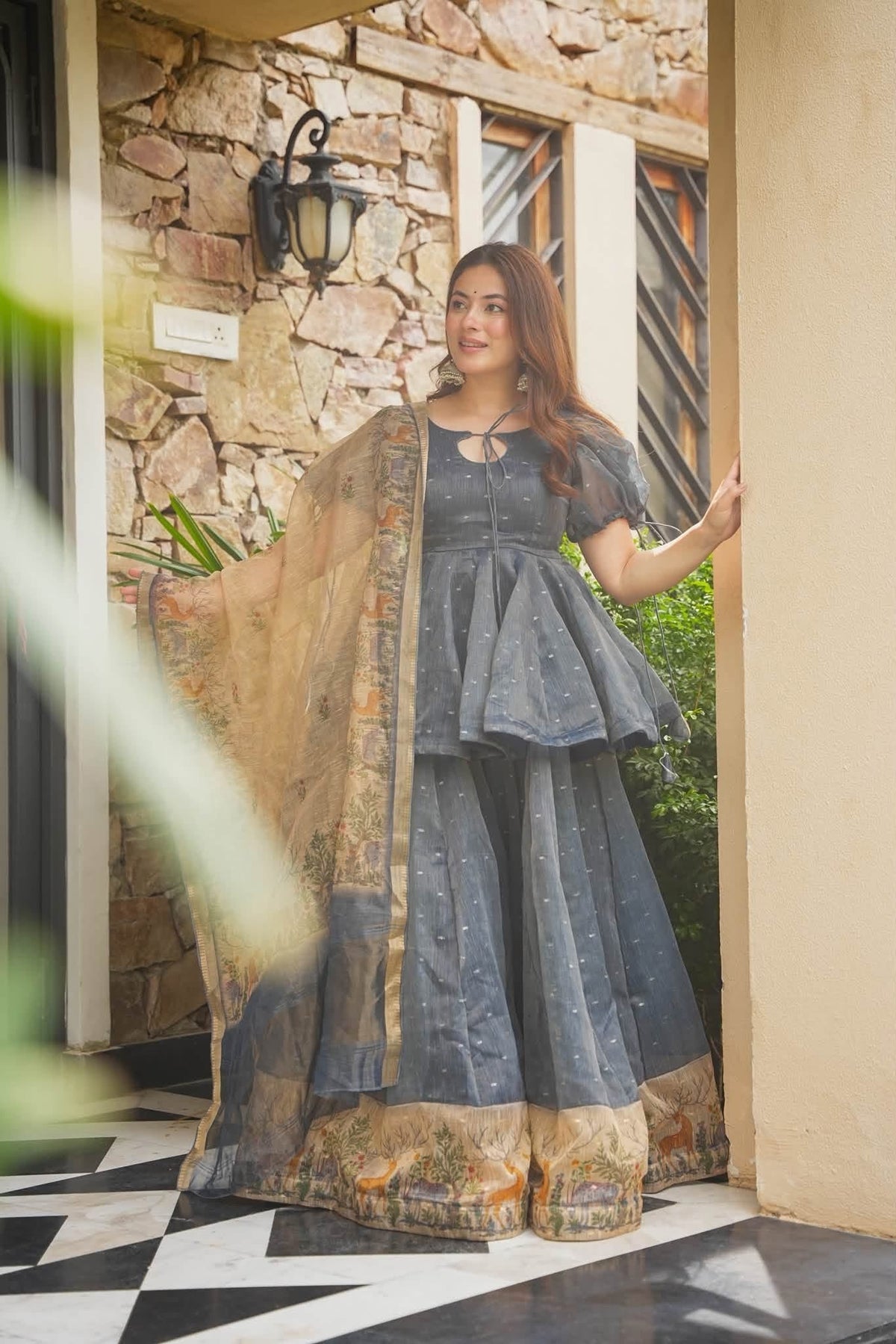 Beautiful Newly Launched Kota Doria Top Sharara Set