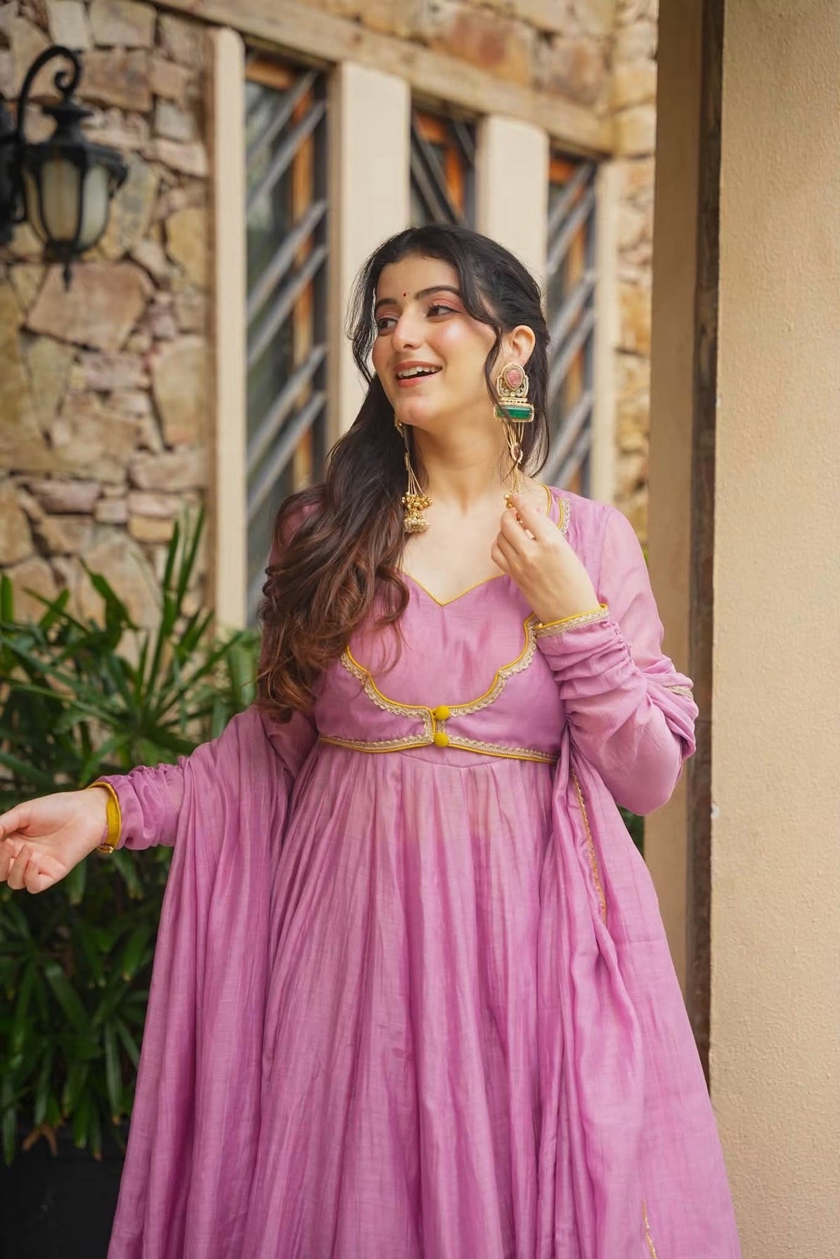 Beautiful Chanderi Anarkali Suit Set ❤️