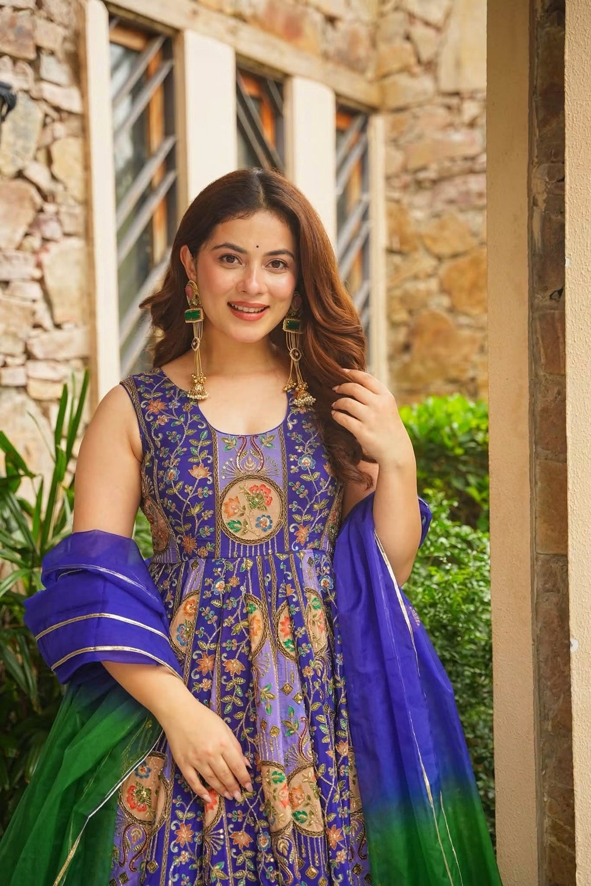 Beautiful Purple Heavy Embroidery Anarkali Suit Set