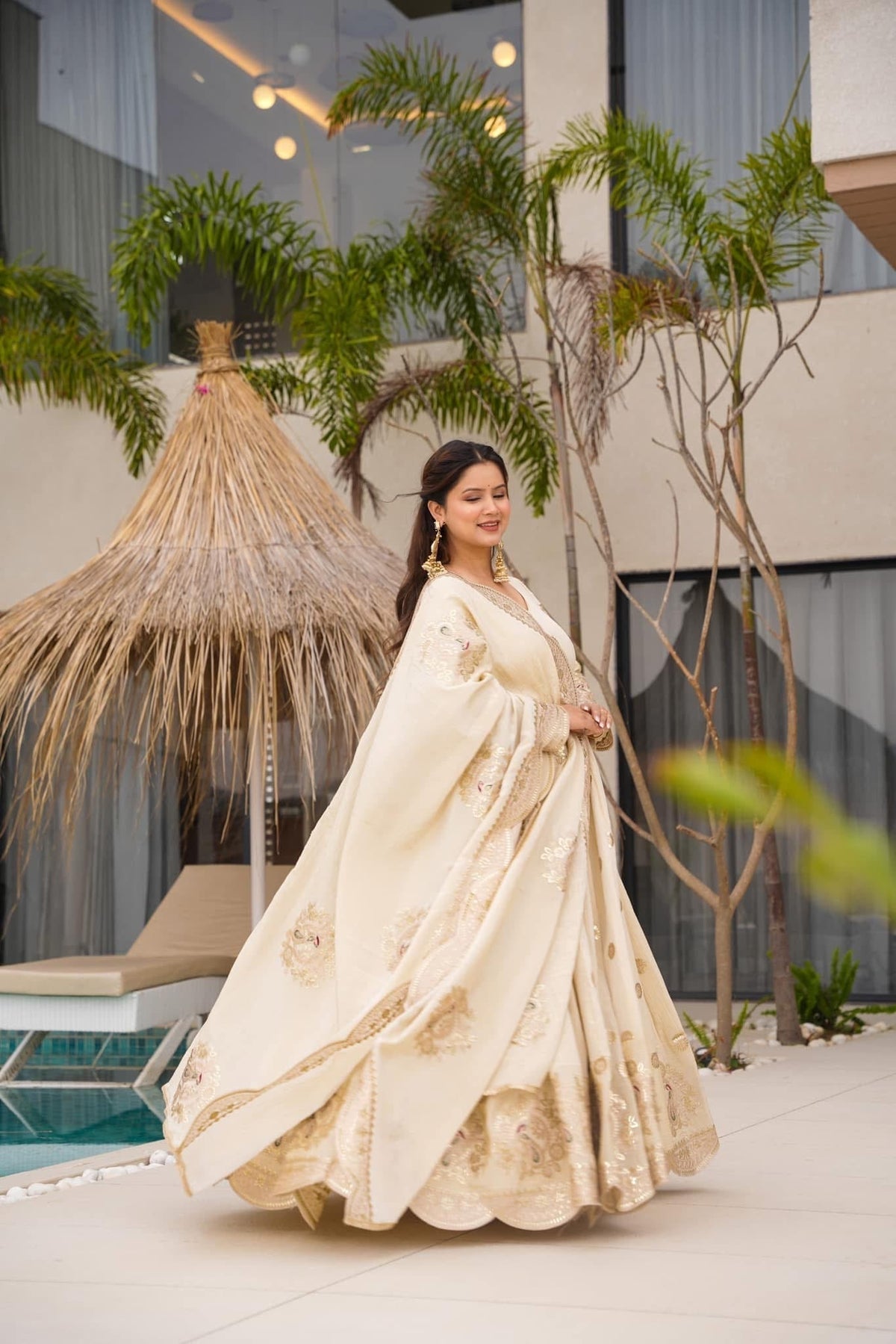 Traditional Crush Cosmos Silk Anarkali Gown Set