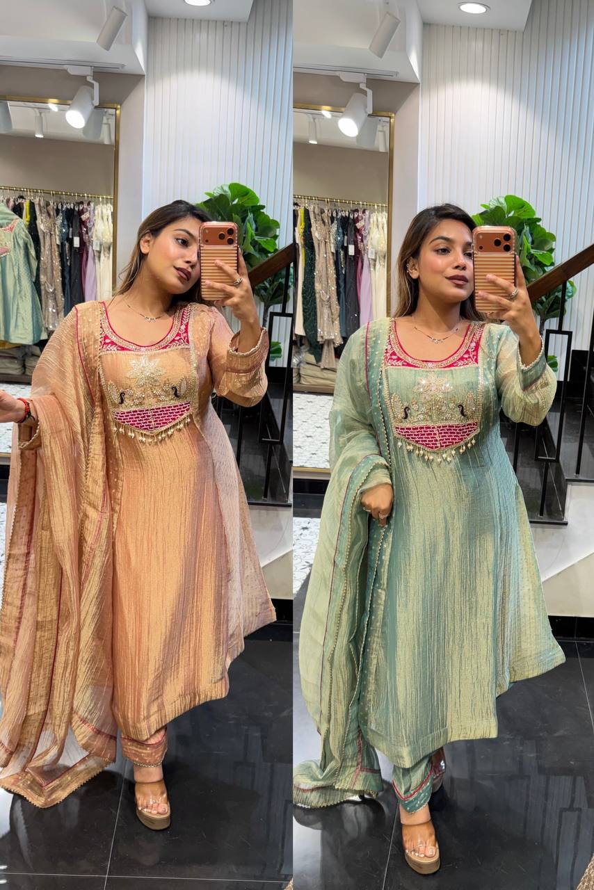 Trending A-Line Cut Salsa Silk Kurta Set