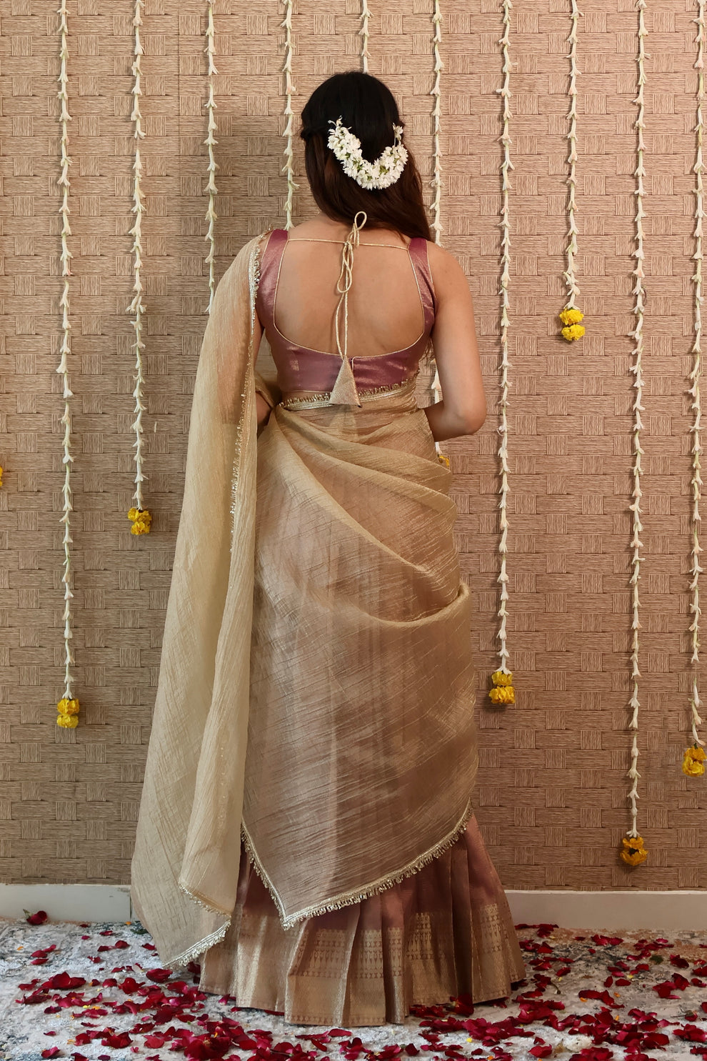 Dusky Lilac Tissue Lehenga Set