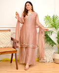 Rose Banarasi Crush Tissue Handwork Suit