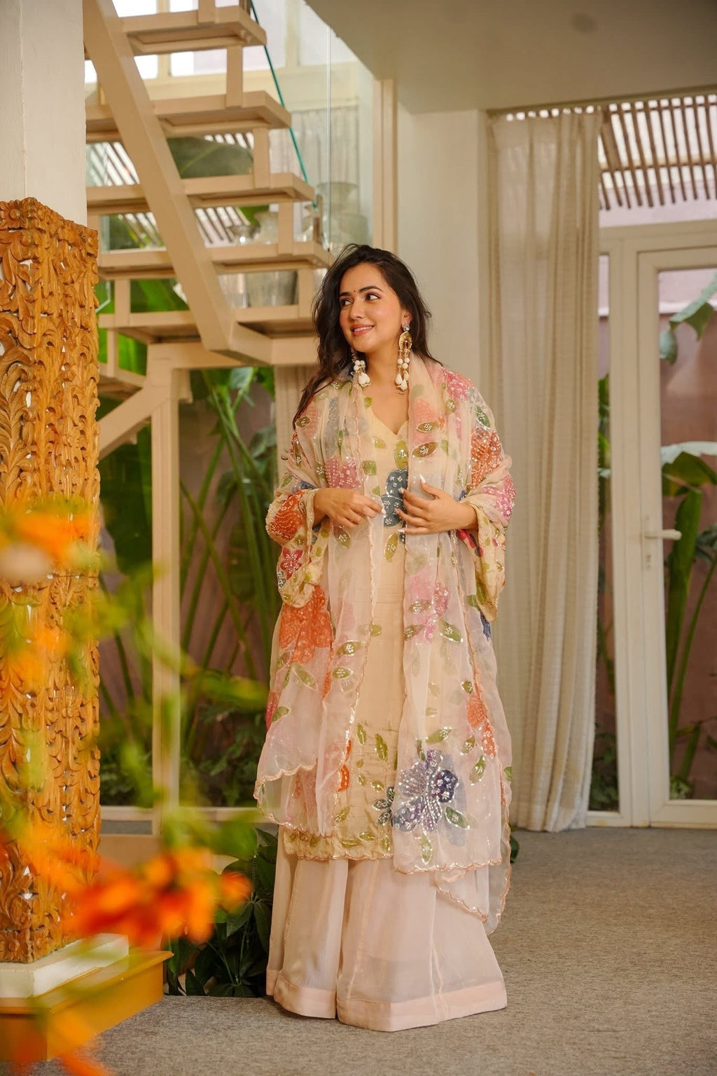 Beautiful Floral Printed and Sequence Work kurta Set