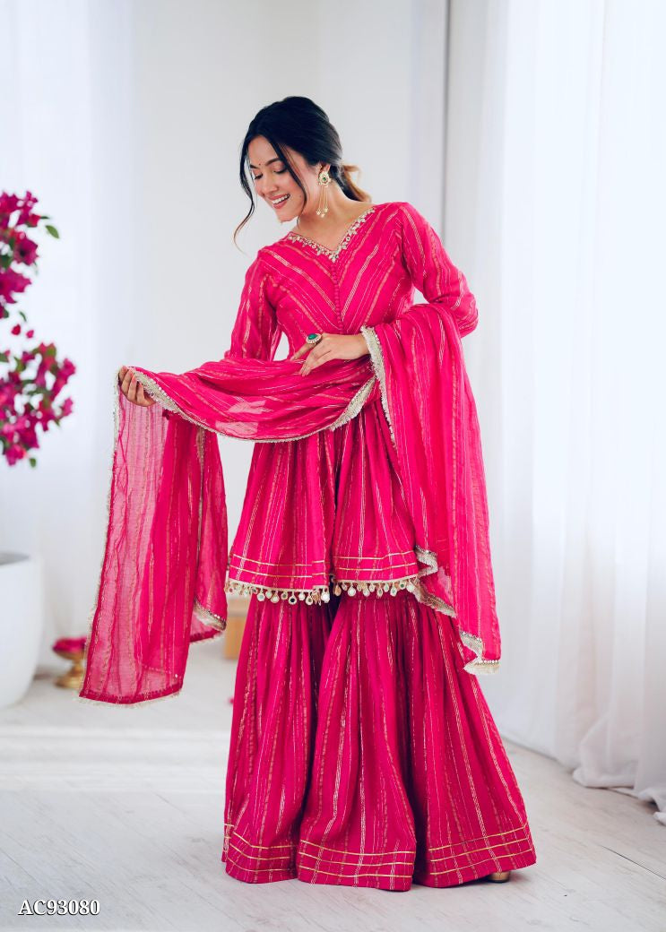 Beautiful Mal Chanderi Sharara Suit Set