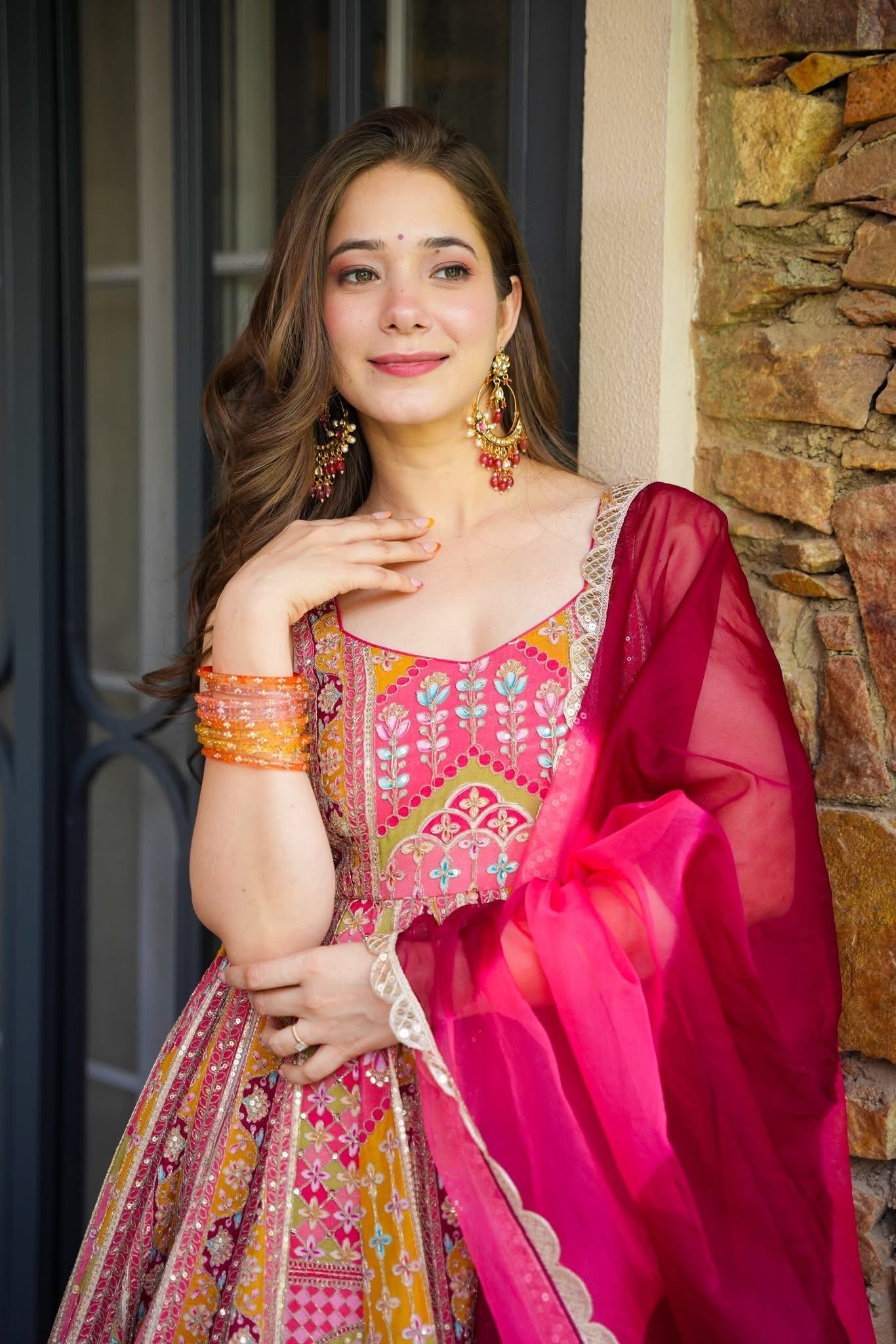 Traditional Heavy Embroidered and Sequence Work Anarkali Gown Set