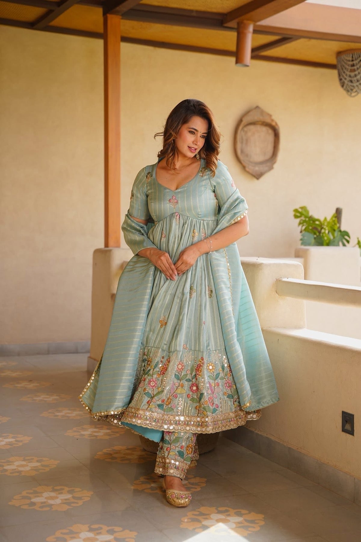 Beautiful Embroidered Anarkali Suit Set